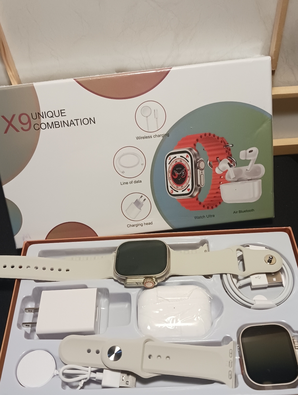 Smartwatch with Light Grey Band and Gold Case - X9 Series